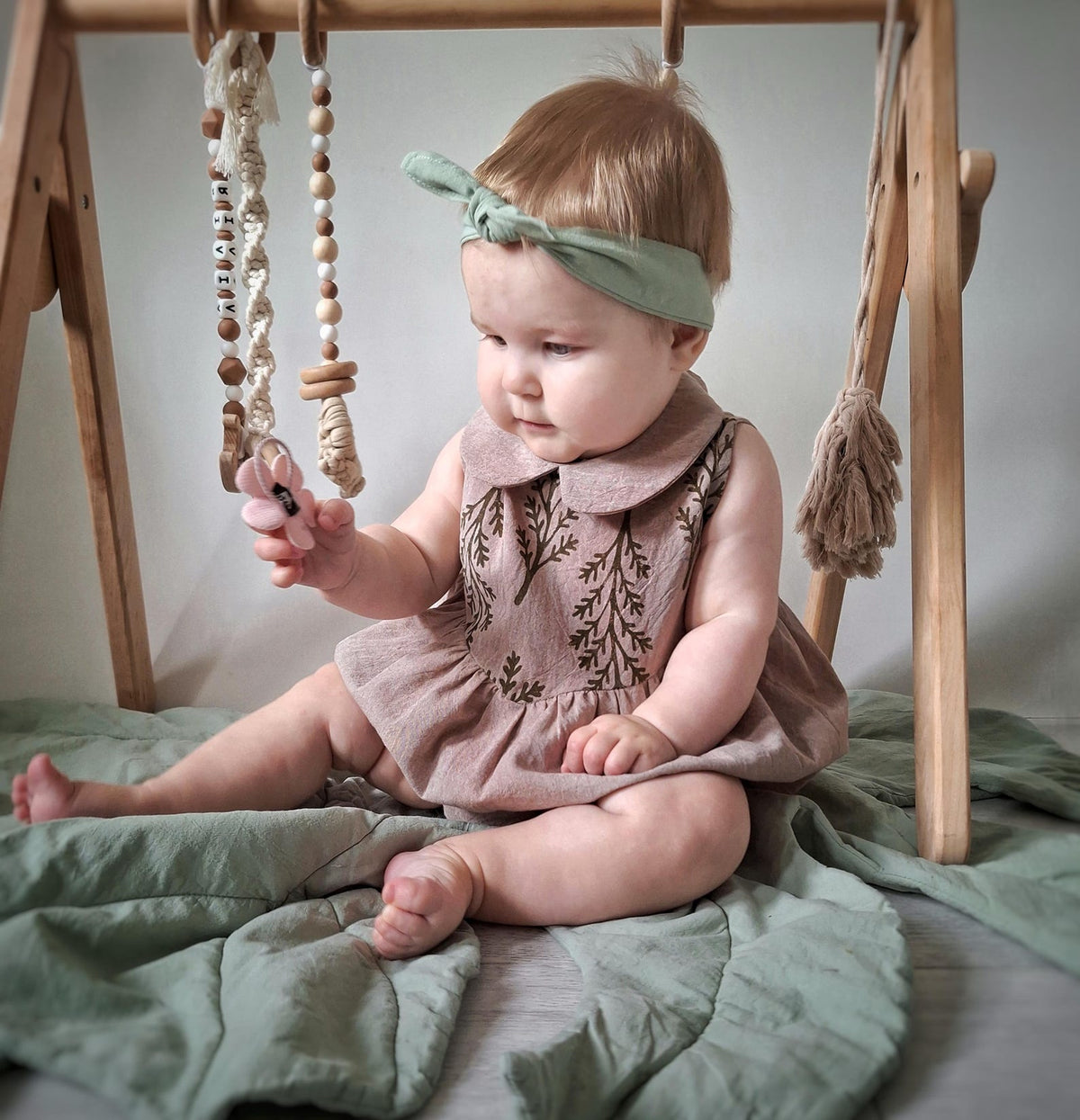 Wovara® Handgefertigter Baby-Strampler aus gewaschener Baumwolle mit Blockprint