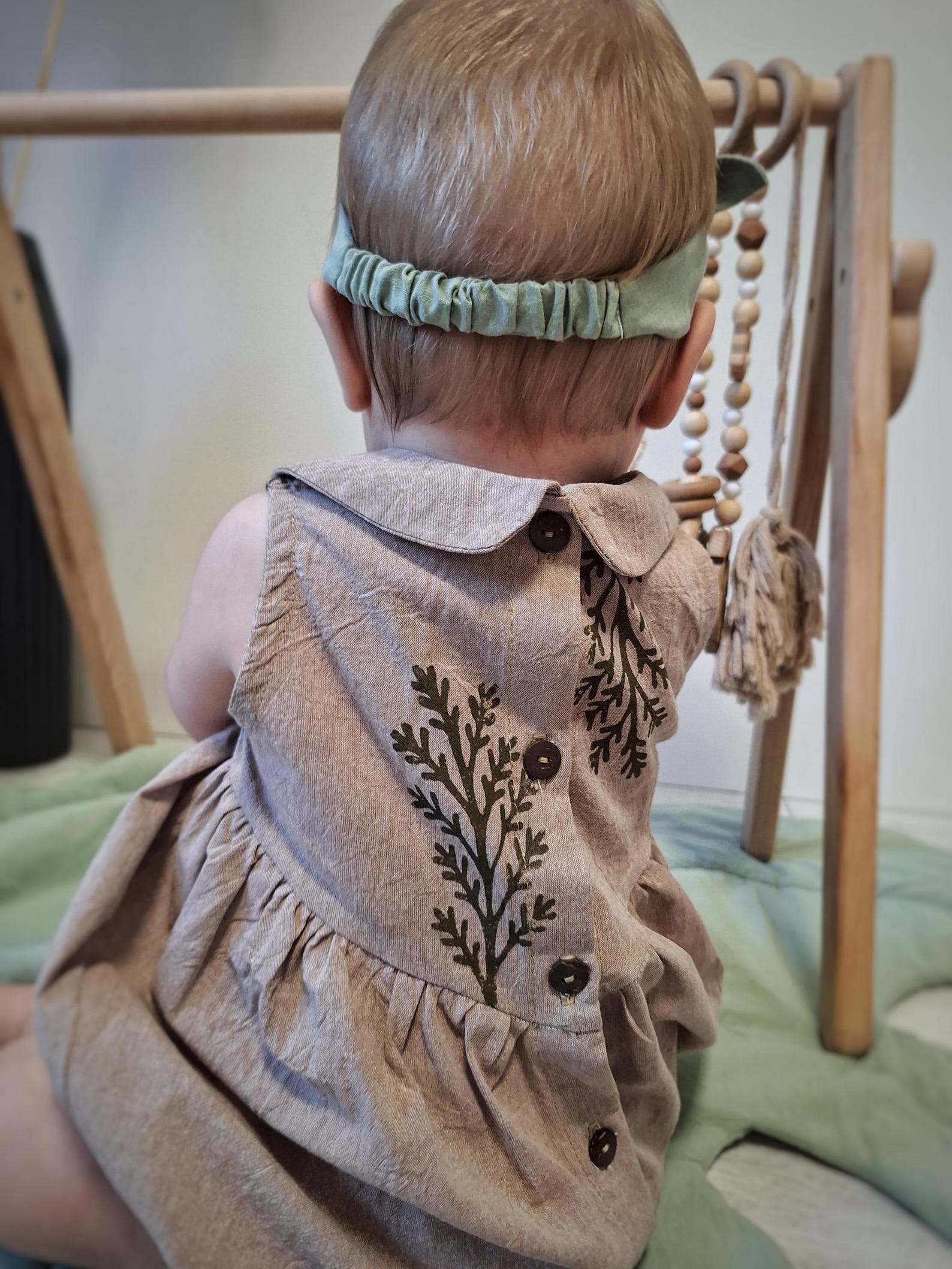 Wovara® Handgefertigter Baby-Strampler aus gewaschener Baumwolle mit Blockprint