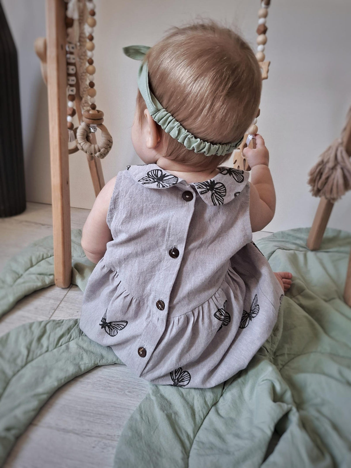 Wovara® Handgefertigter Baby-Strampler aus gewaschener Baumwolle mit Blockprint