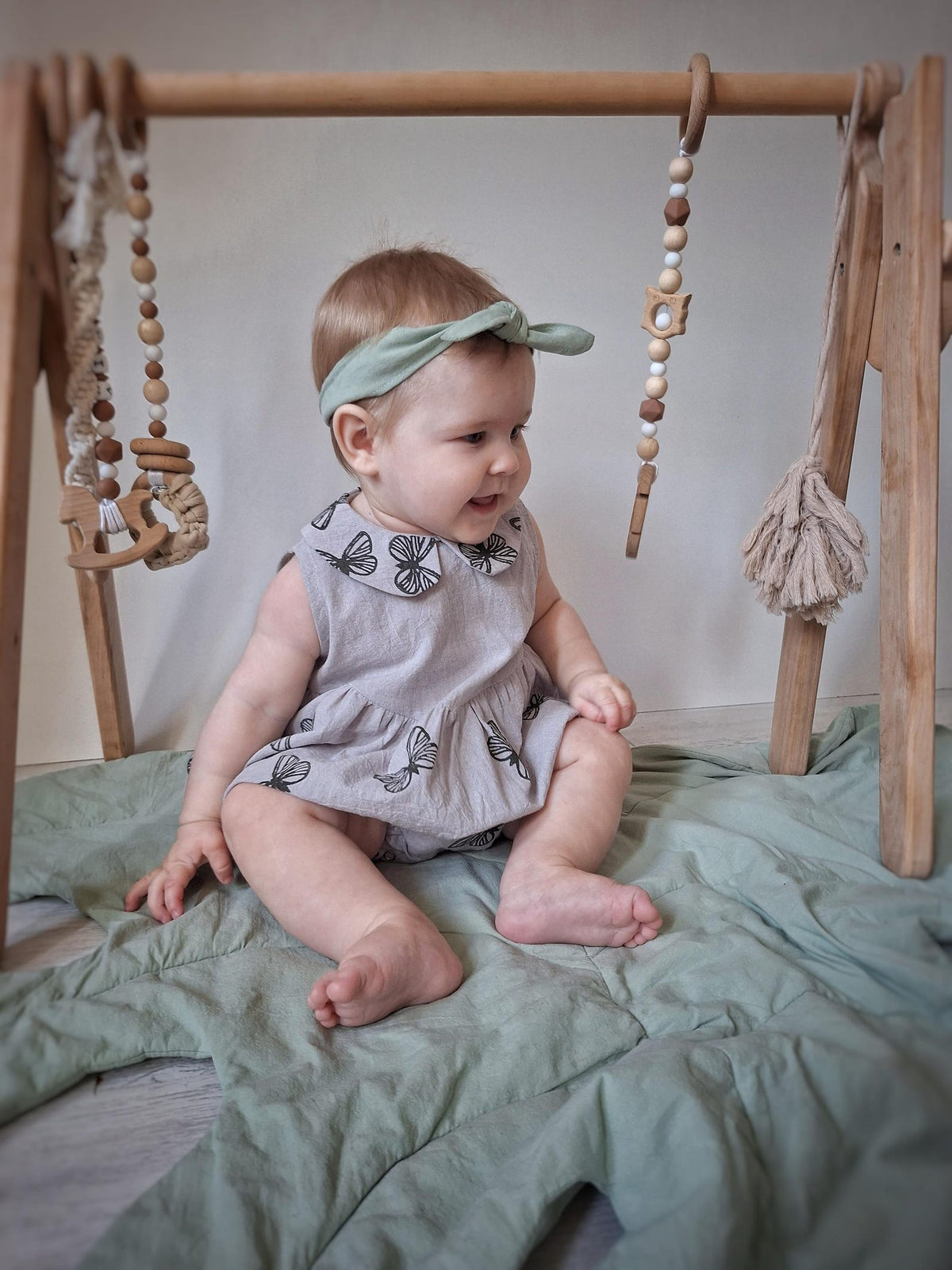 Wovara® Handgefertigter Baby-Strampler aus gewaschener Baumwolle mit Blockprint