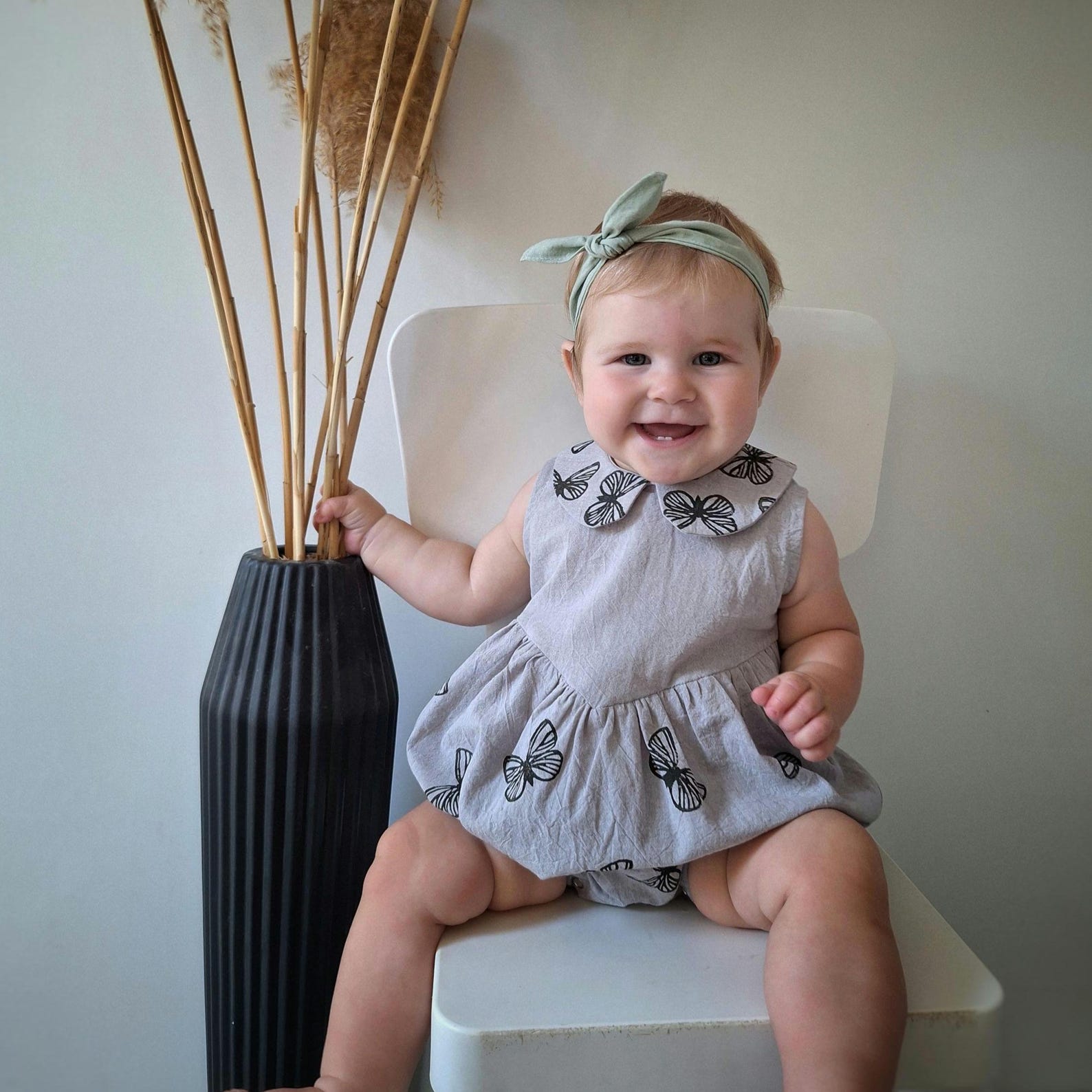 Wovara® Handgefertigter Baby-Strampler aus gewaschener Baumwolle mit Blockprint