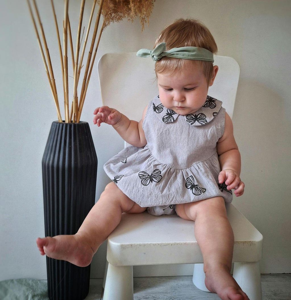 Wovara® Handgefertigter Baby-Strampler aus gewaschener Baumwolle mit Blockprint