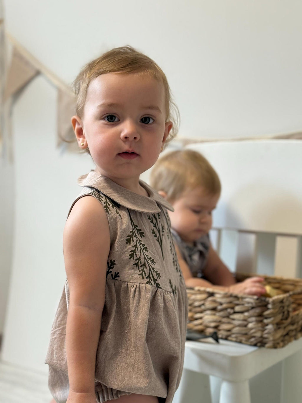 Wovara® Handgefertigter Baby-Strampler aus gewaschener Baumwolle mit Blockprint