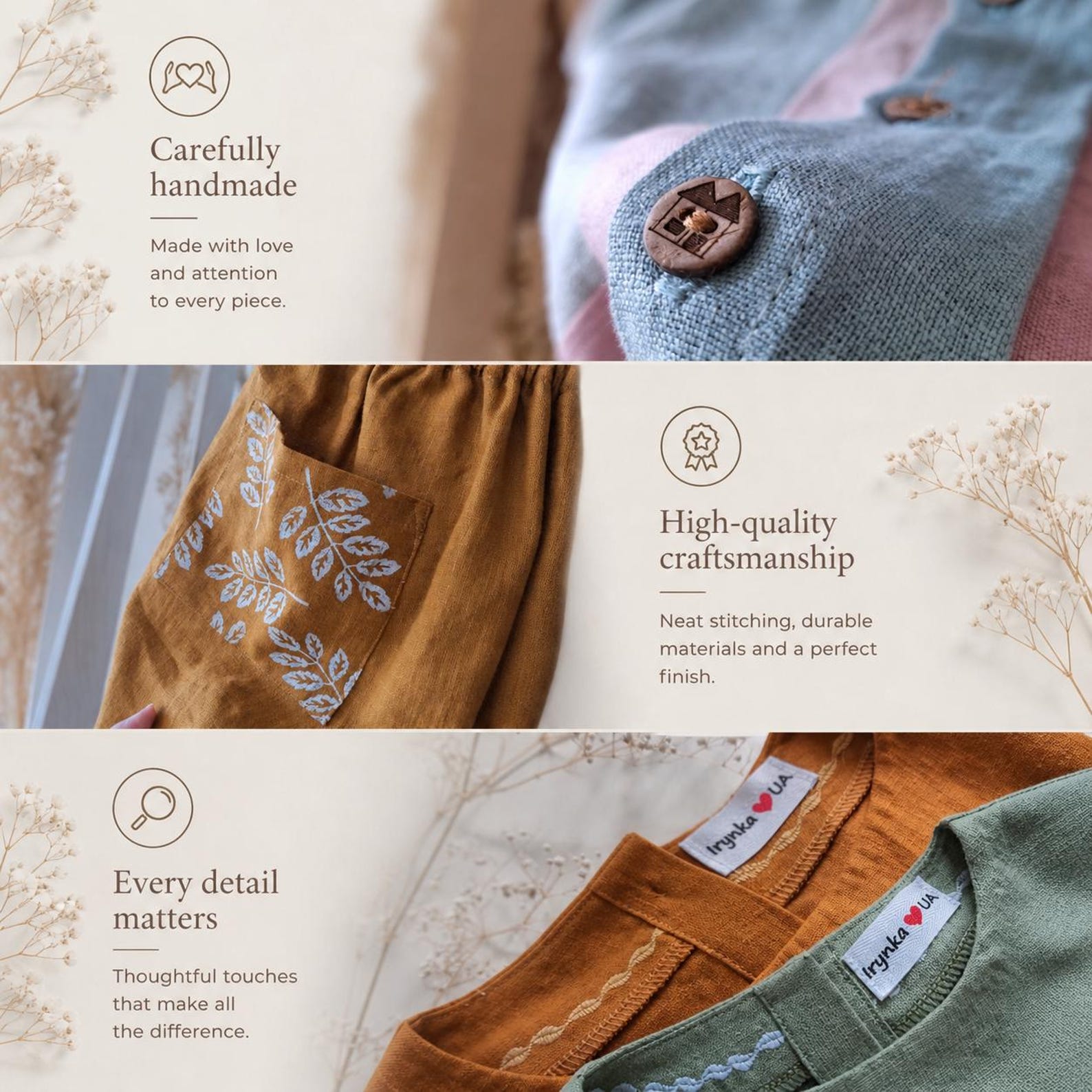 Wovara® Handgefertigter Baby-Jumpsuit aus Bio-Musselin – Minimalistischer Strampler